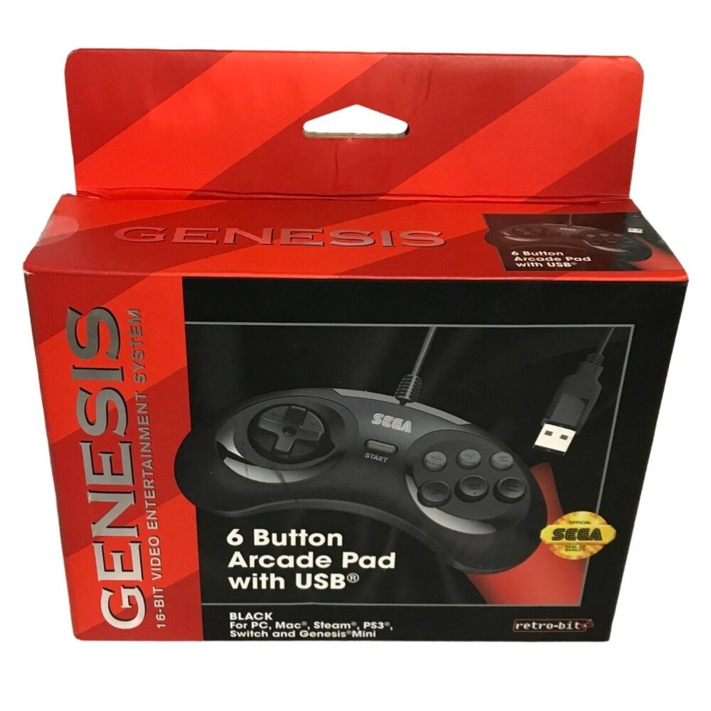 SEGA Genesis Controller 16 Bit 6 ButtonUSB PC Mac Steam PS3 Switch Genesis Mini